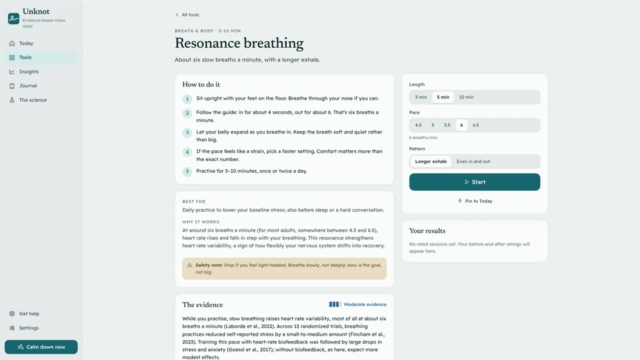 Resonance breathing and its evidence in Unknot